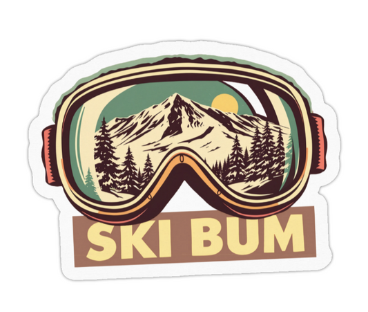 Sticker Ski Bum googles for Ski lovers perfect for journaling or decorations