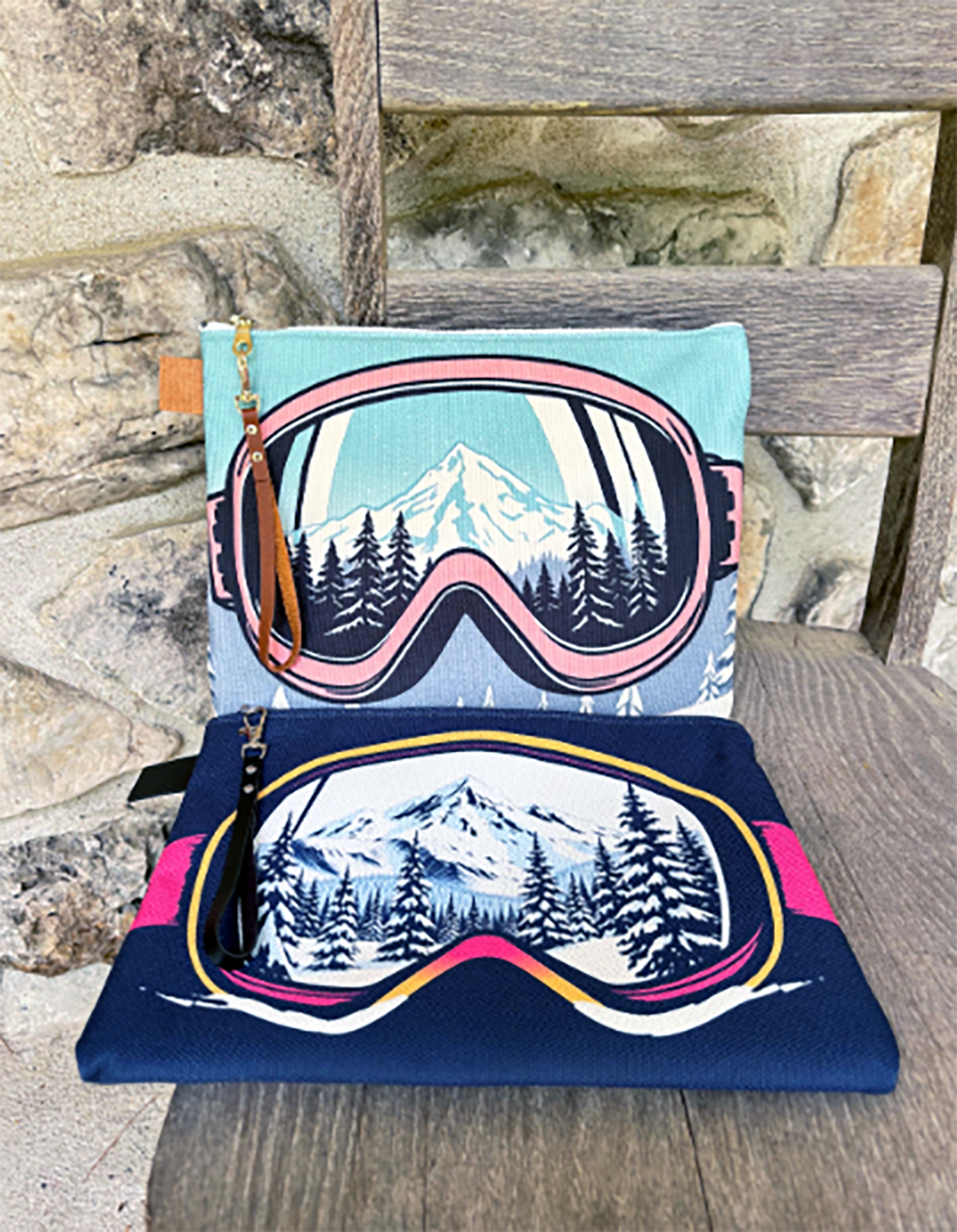 Wristlet Carry all Soft Ski goggles cute bag made in Montreal Canada
