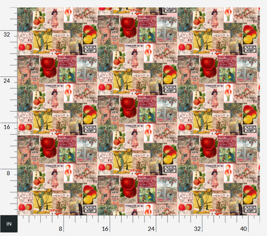 Fabric in Vintage Posters collage Apple Lovers