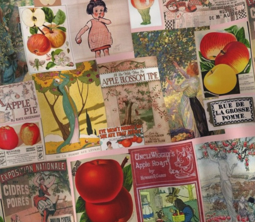 Fabric in Vintage Posters collage Apple Lovers