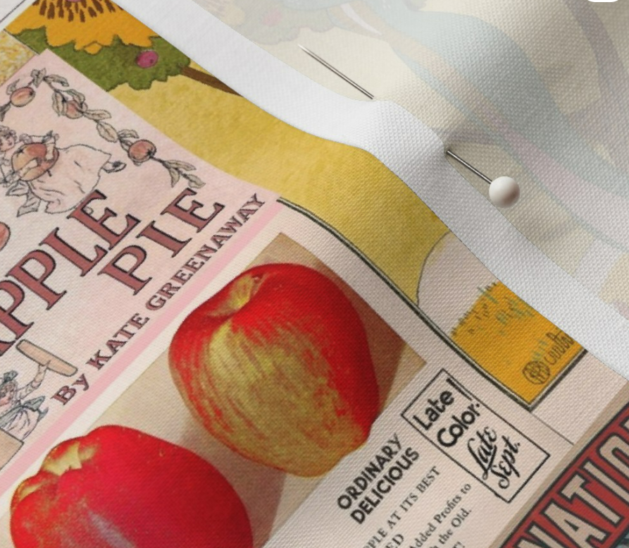 Fabric in Vintage Posters collage Apple Lovers