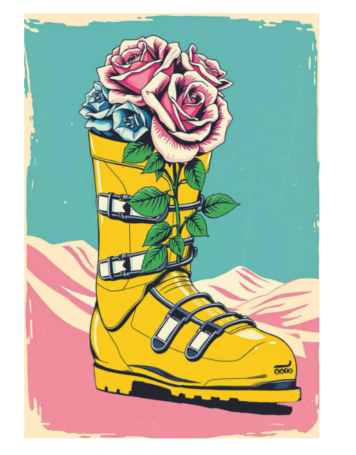 Notebook for everyday. Write notes, draw doodles or use as a Junk Journal. In Yellow Ski boots
