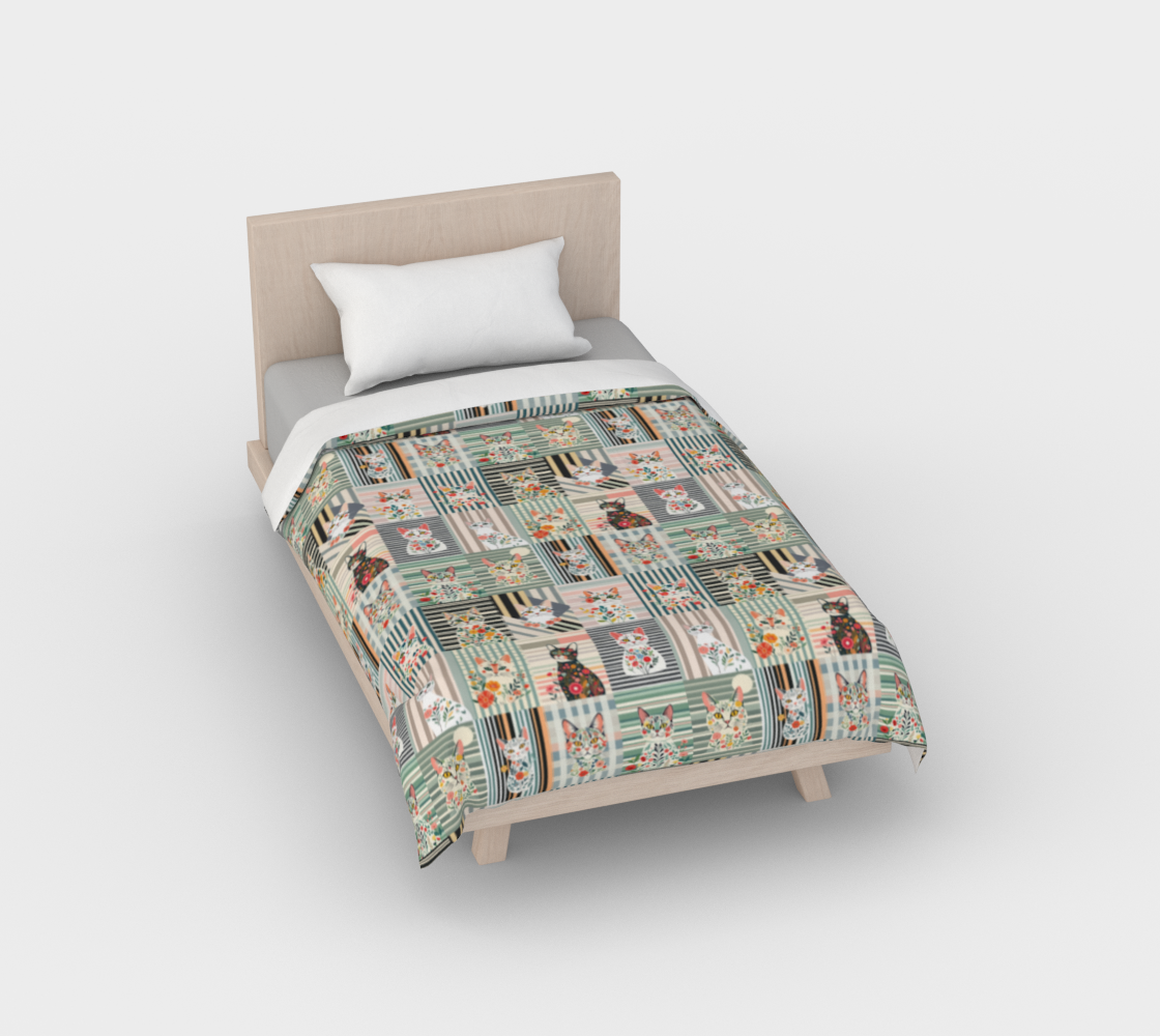 Duvet Cover in Stripe Cat Collage for the nicest sleep. Made of quality 100% cotton in Canada