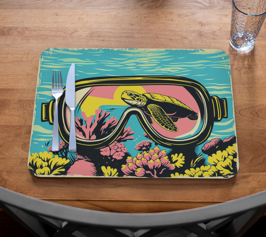 Placemat Vegan leather in Scuba turtle made in Canada