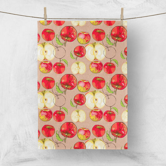 Tea towel in autumn apples in earth made in Canada