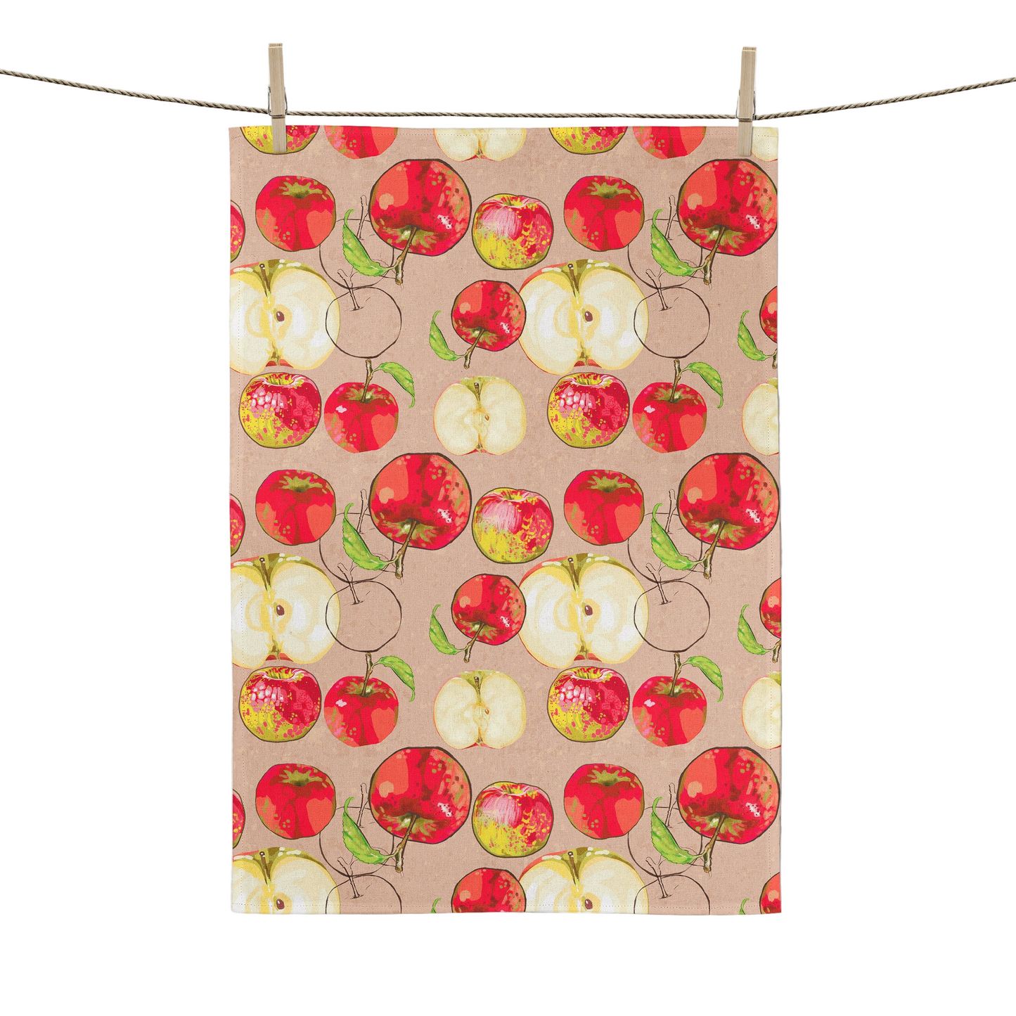 Tea towel in autumn apples in earth made in Canada