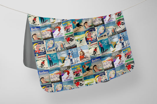 Blanket  Quebec Vintage Ski Poster collection made in Montreal