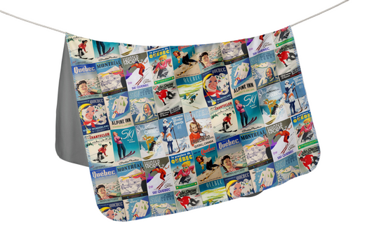 Blanket  Quebec Vintage Ski Poster collection made in Montreal