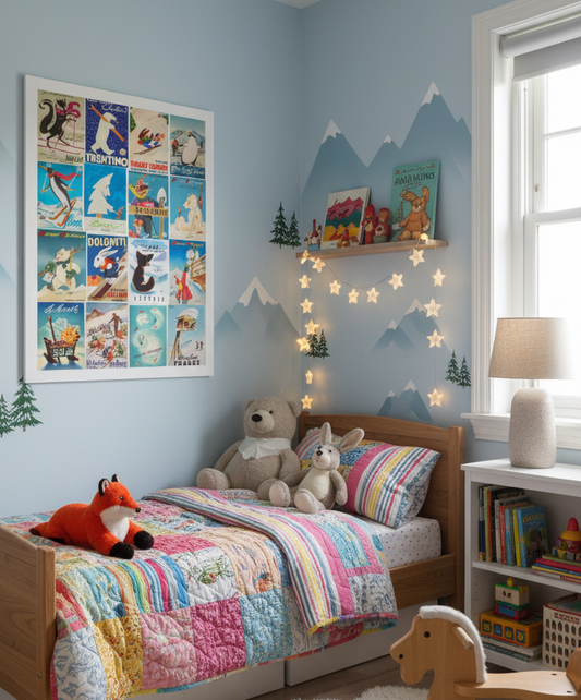 Cute Animals Ski Vintage posters Collage