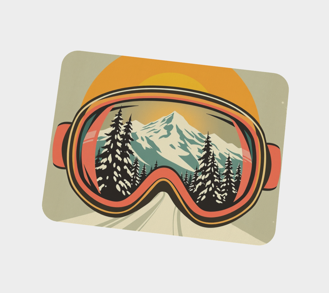 Napperon, lunettes de ski, vaisselle du matin en cuir végétalien