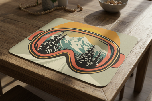 Placemat Ski goggles morning tableware in Vegan leather