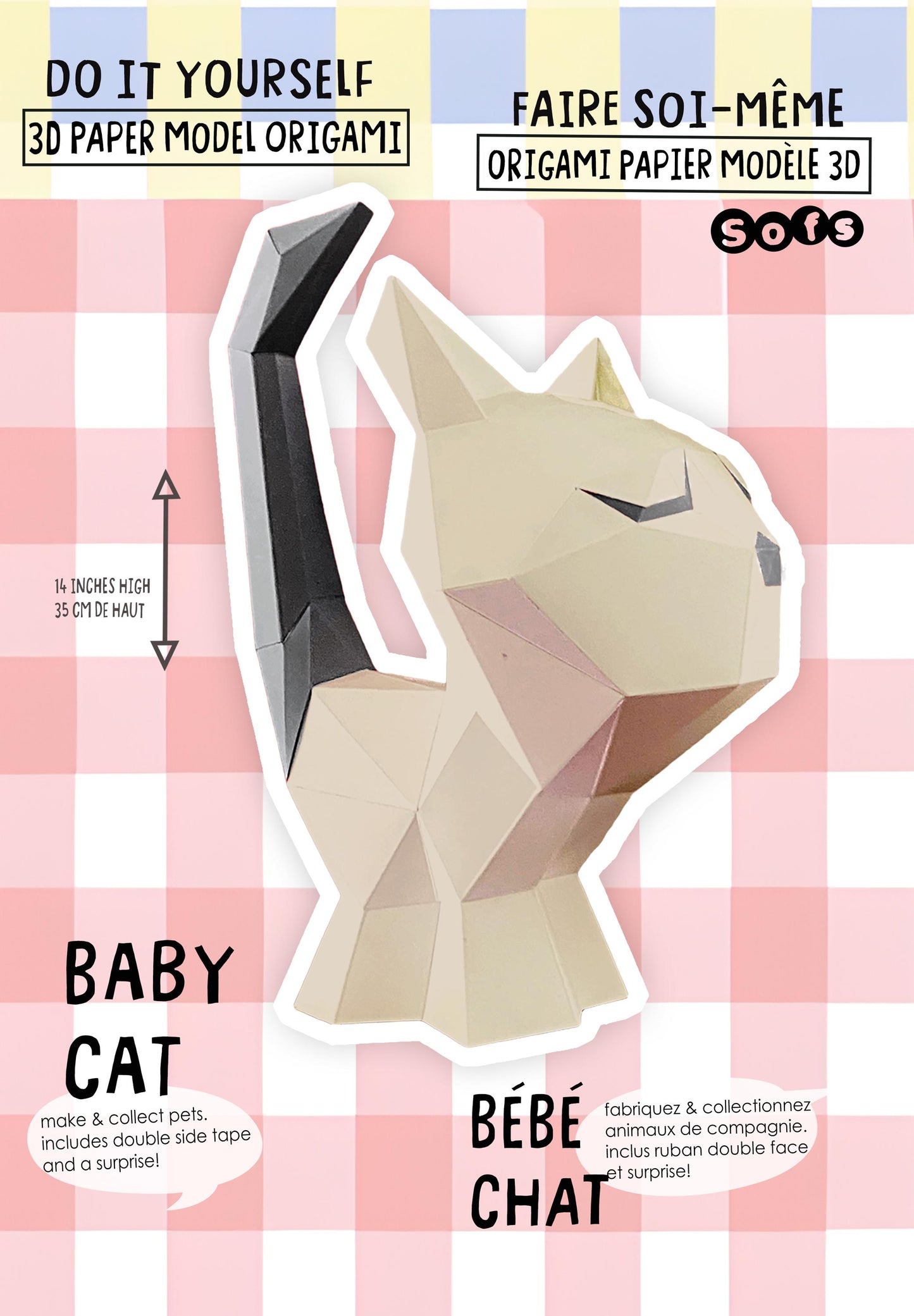 DIY baby Cat 3D Origami paper model Kit