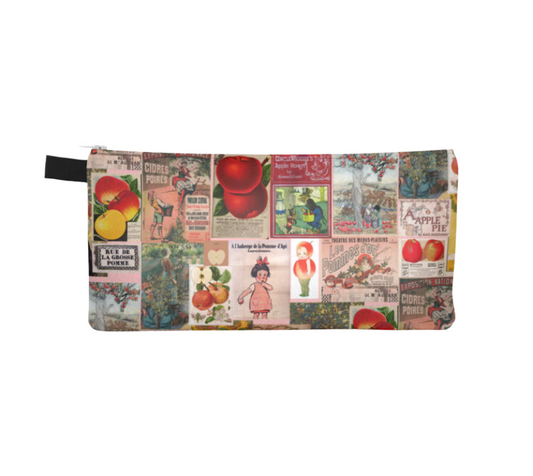 Pencil case apple vintage art collage