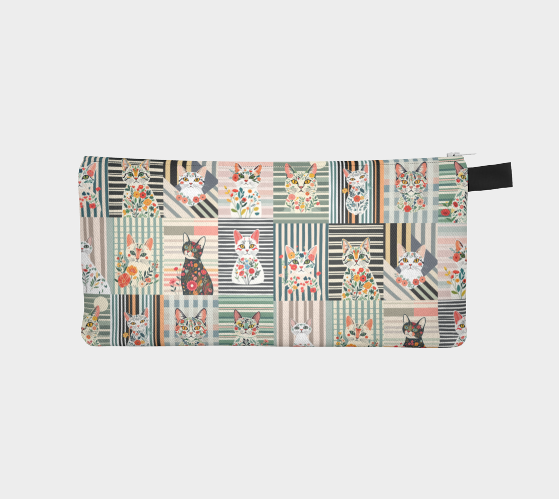 Pencil case striped cat collage
