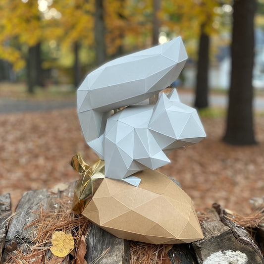 DIY Squirrel 3D LUX Paper model Origami Kit, 3D Papercraft activity