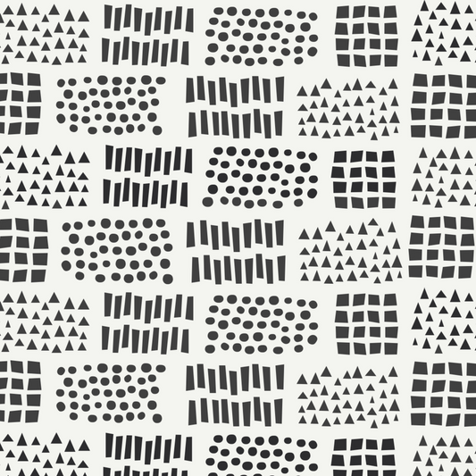 Bâtons et pierres en tissu noir Collage Art 100% coton pour projets d'art, d'artisanat et de couture