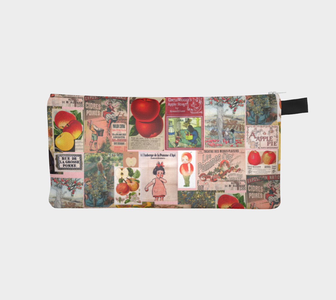 Pencil case apple vintage art collage