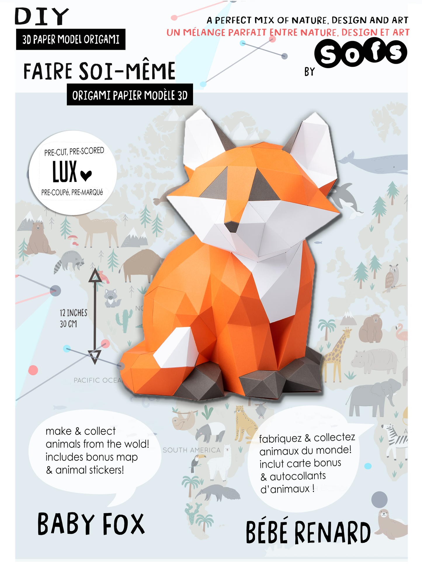 DIY Baby Fox 3D Origami paper model Kit