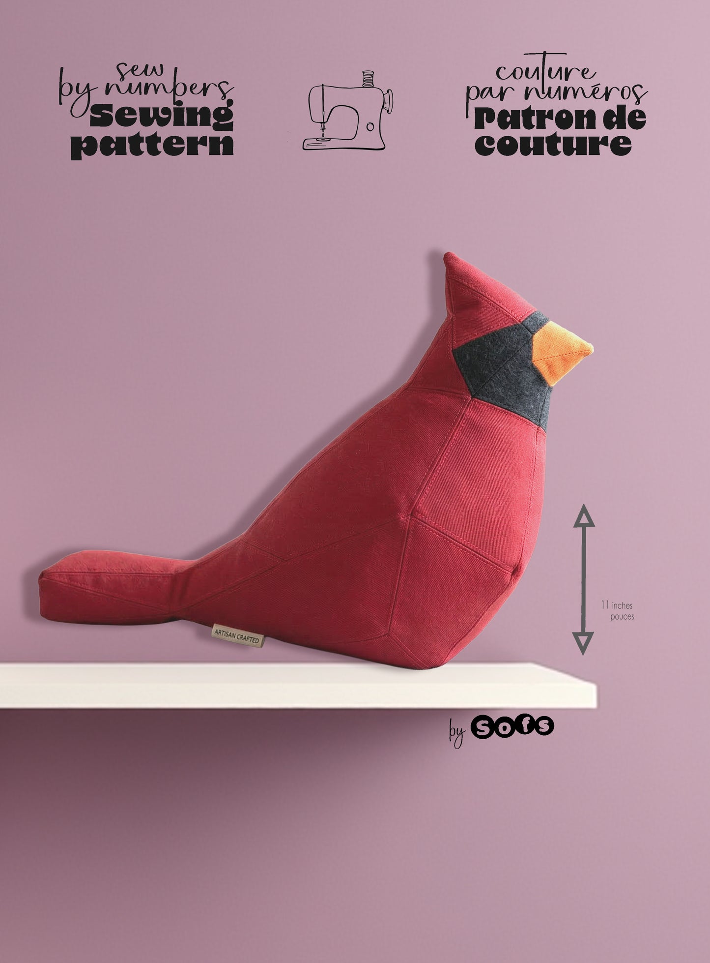 Sewing Patterns Red Cardinal– Sew by Numbers Plush Pattern -