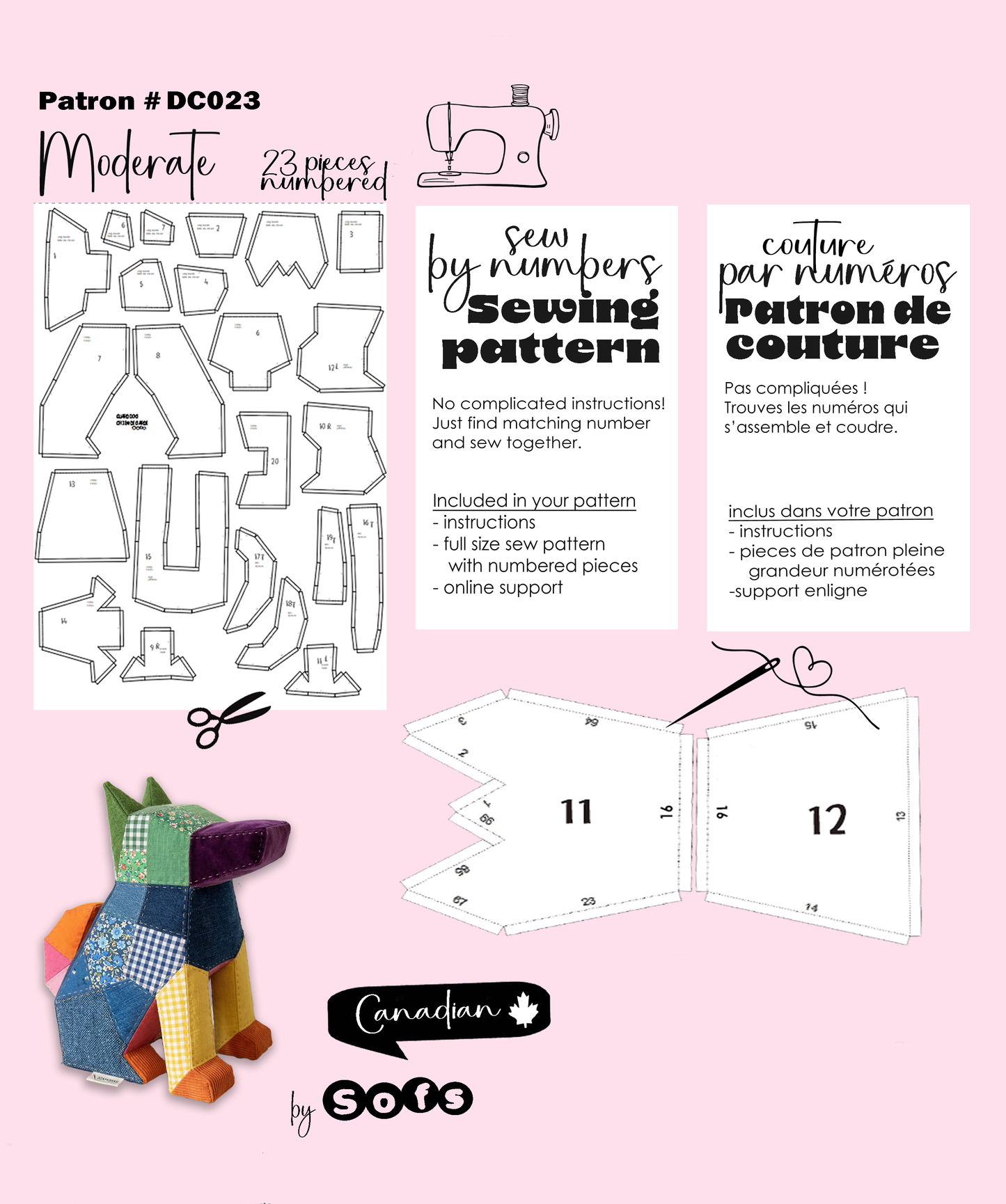 Sewing Patterns Guard Dog– Sew by Numbers Plush Pattern - Made in Canada