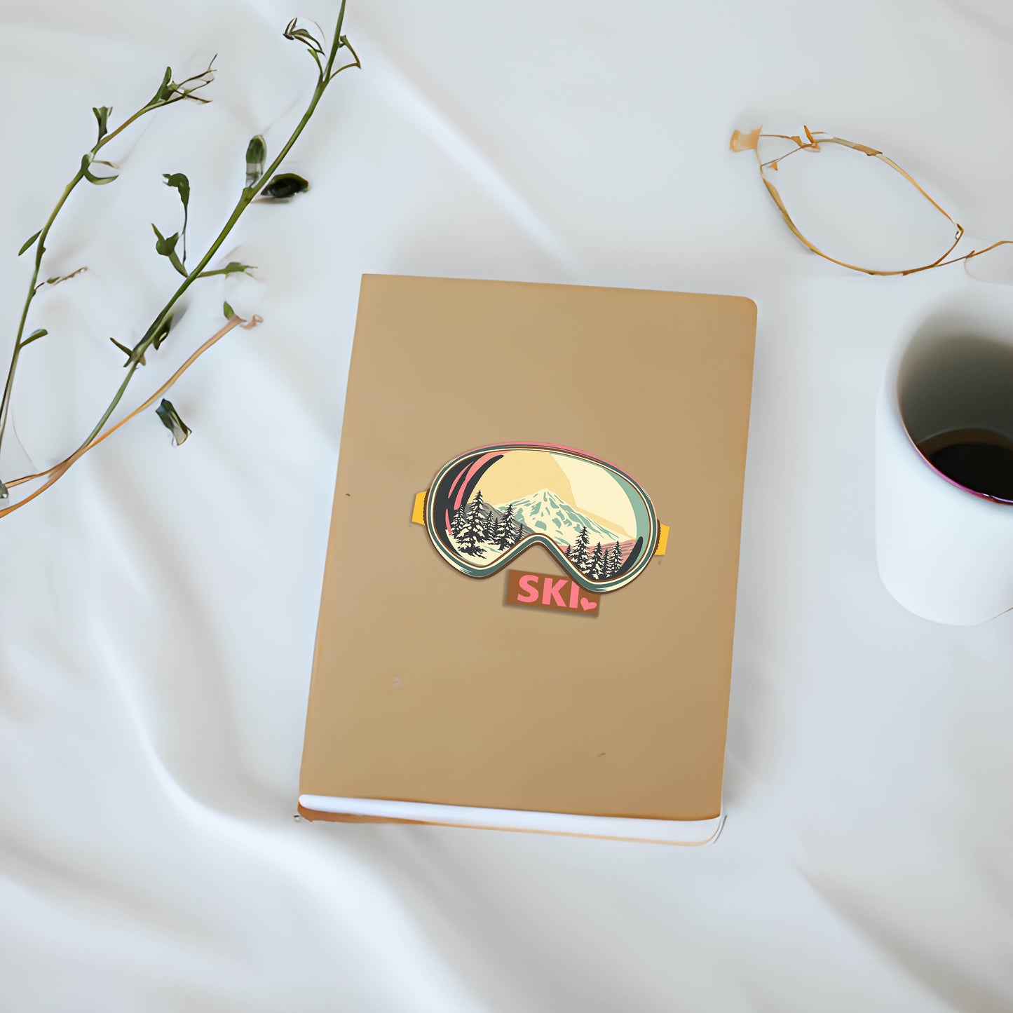 Lunettes de ski découpées avec des autocollants pour les amateurs de ski, parfaites pour le journal ou la décoration