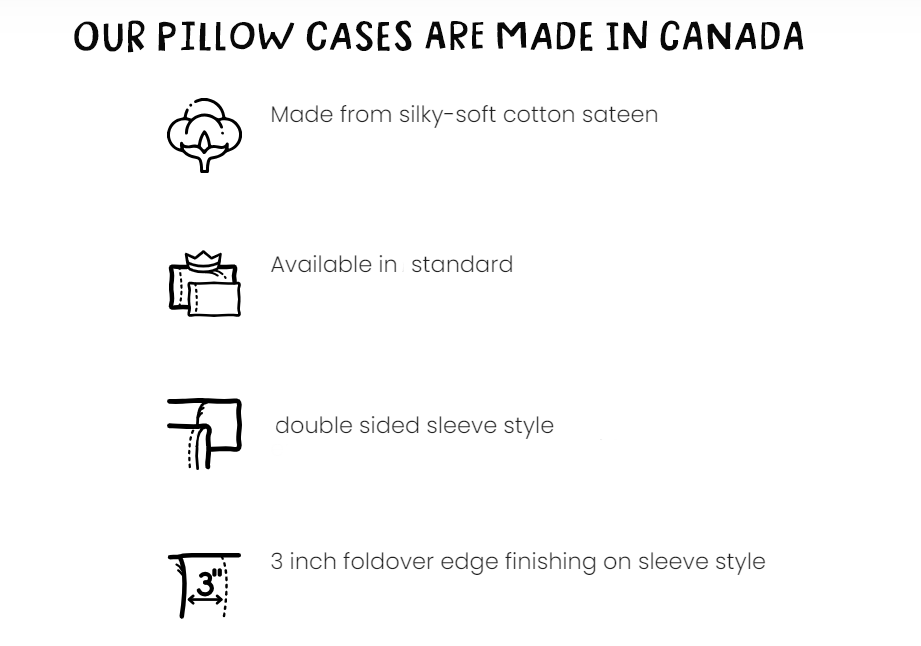 Bed Pillow case pillow Sleeve in sweet ski made in Montreal Canada 100% cotton