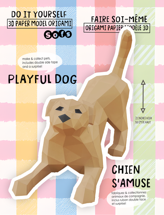 DIY Playful Dog 3D LUX paper origami model Kit