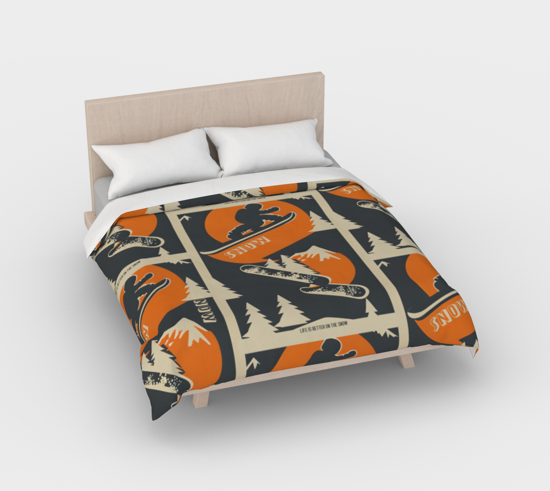 Duvet Cover in Snowboarding Collage for the nicest sleep. Made of quality 100% cotton in Canada