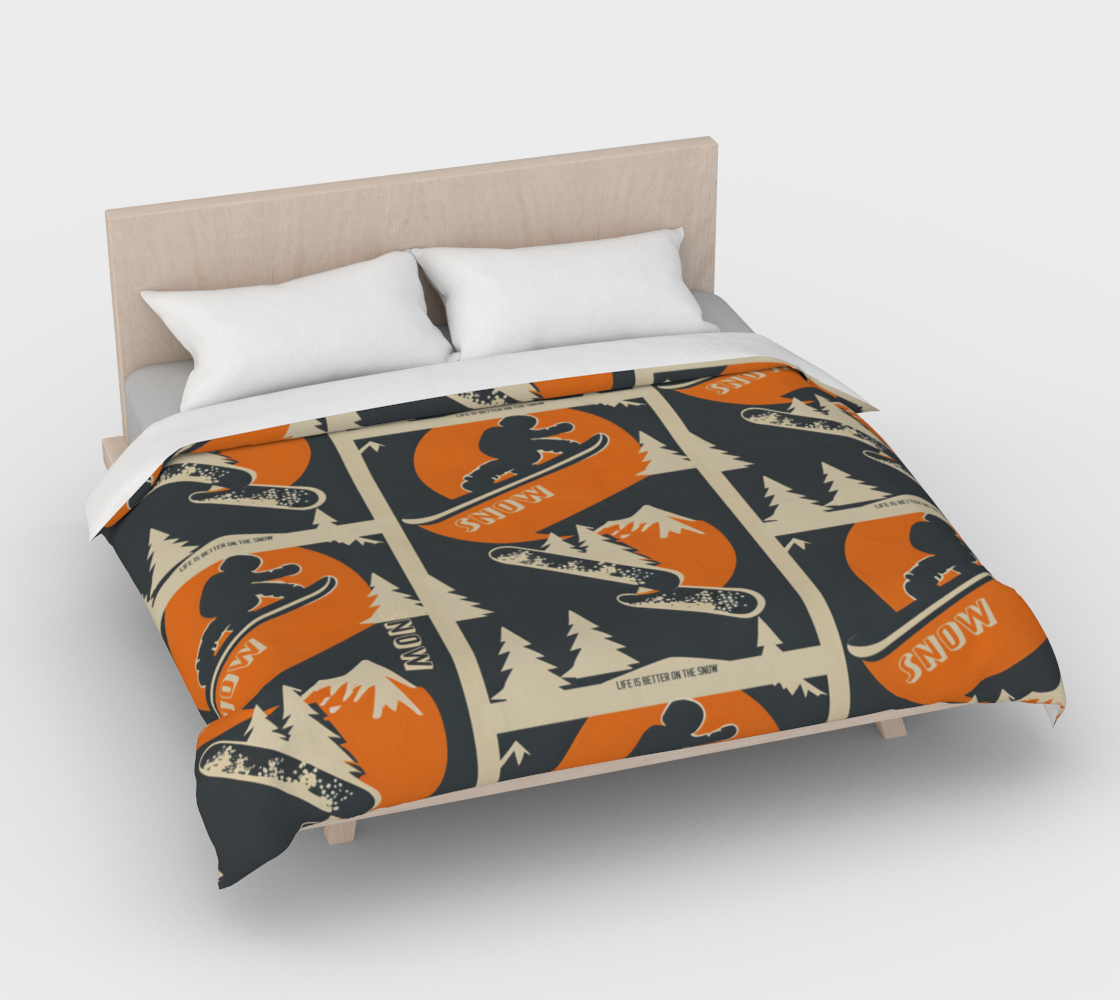 Duvet Cover in Snowboarding Collage for the nicest sleep. Made of quality 100% cotton in Canada