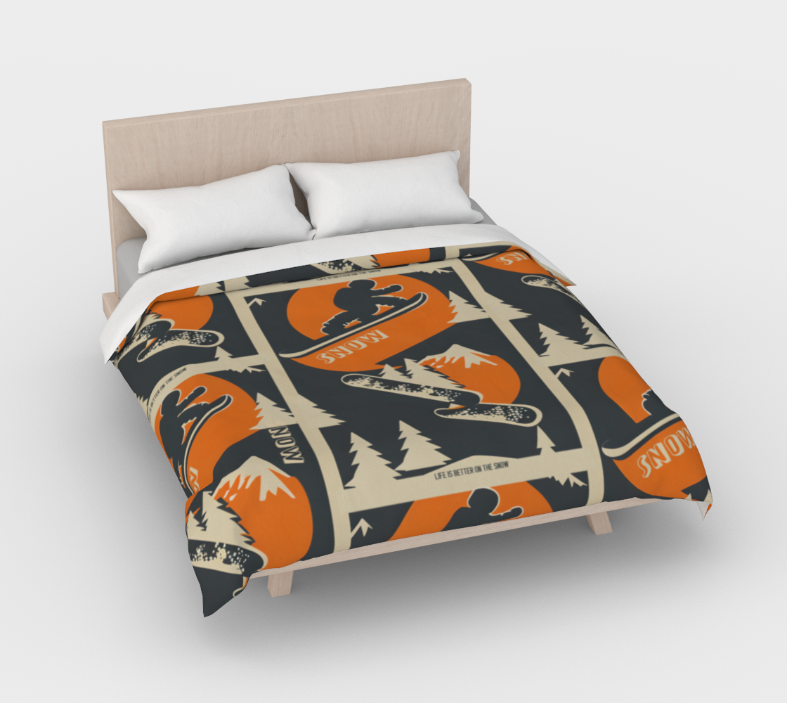 Duvet Cover in Snowboarding Collage for the nicest sleep. Made of quality 100% cotton in Canada