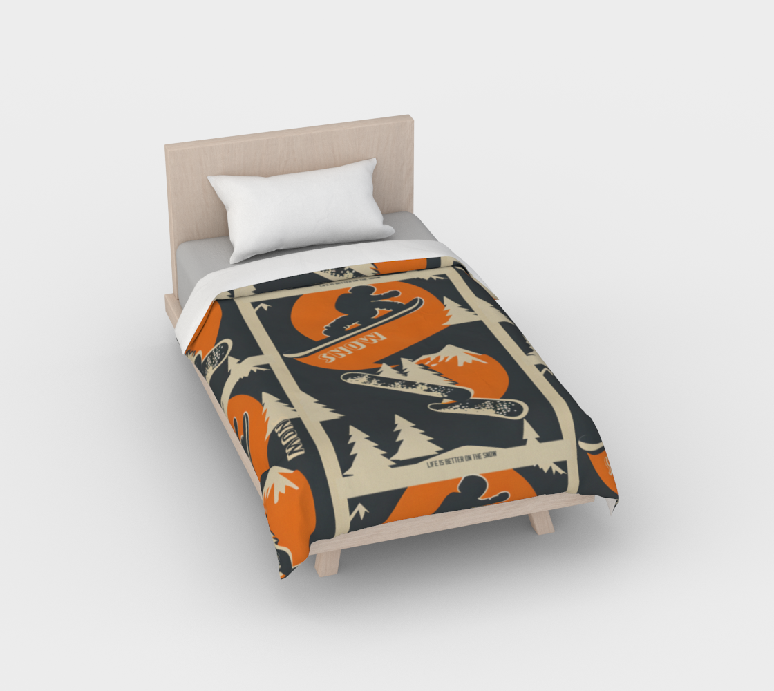 Duvet Cover in Snowboarding Collage for the nicest sleep. Made of quality 100% cotton in Canada