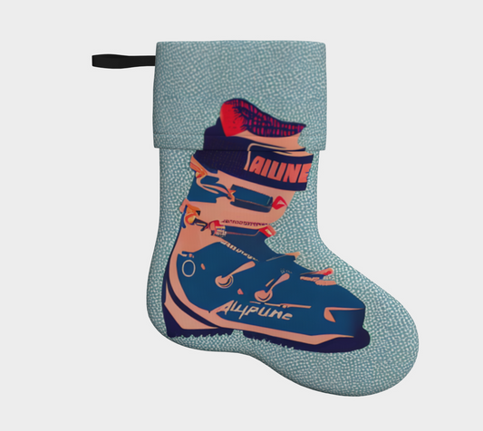 Stockings in ski boots blue orange for a unique decor