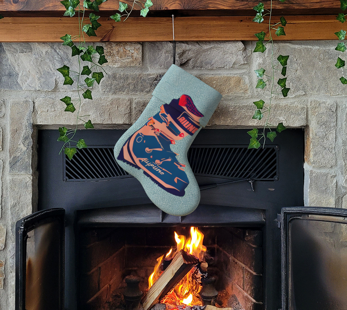 Stockings in ski boots blue orange for a unique decor