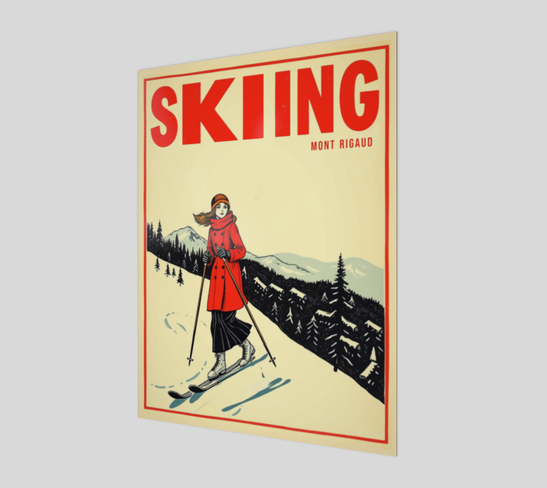 Affiche de ski Mont Rigaud pour votre maison réalisée avec nos graphismes de style vintage Ski art