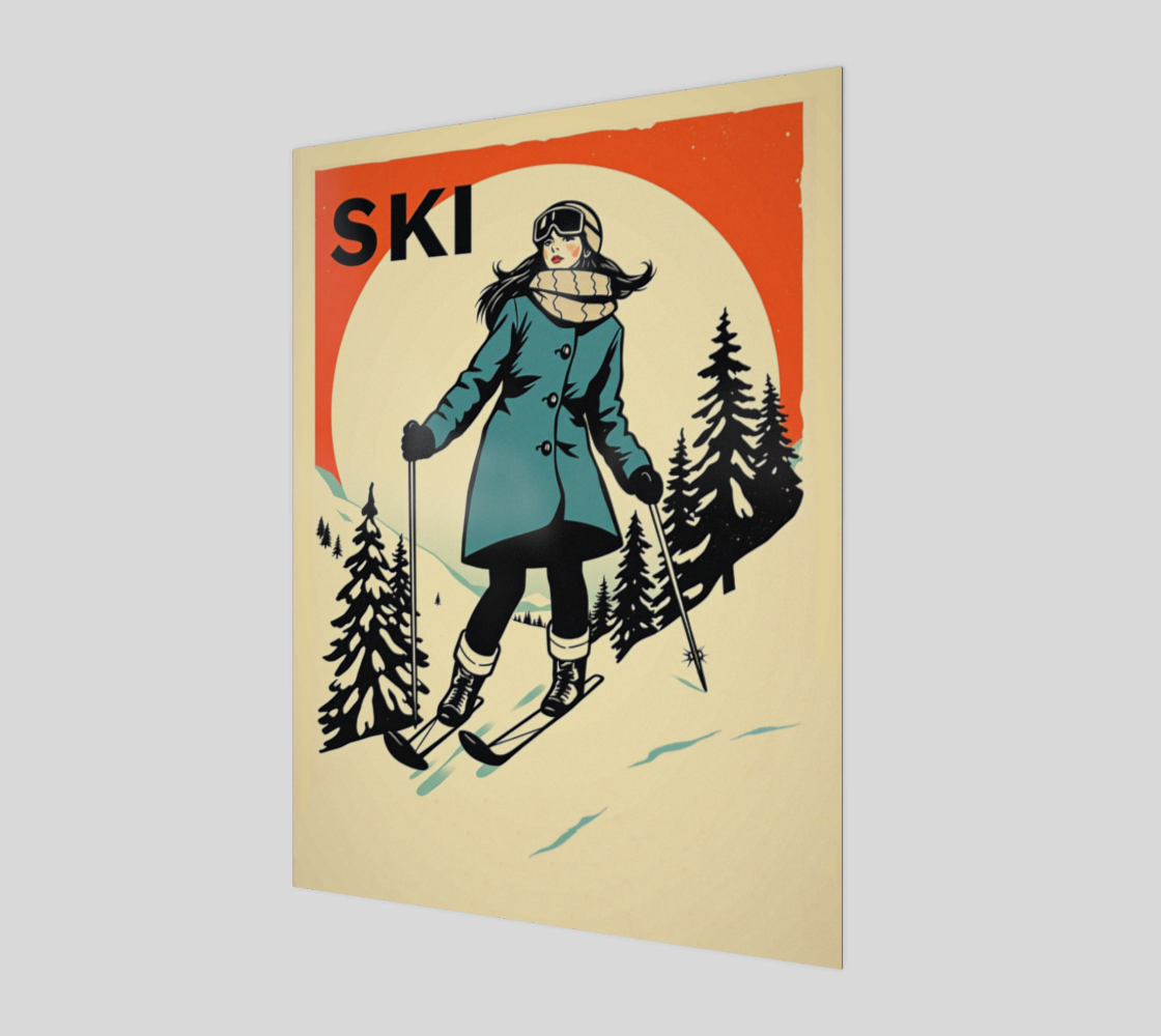 Affiche de ski. Journée de ski rétro #1, fabriquée à Montréal, Canada