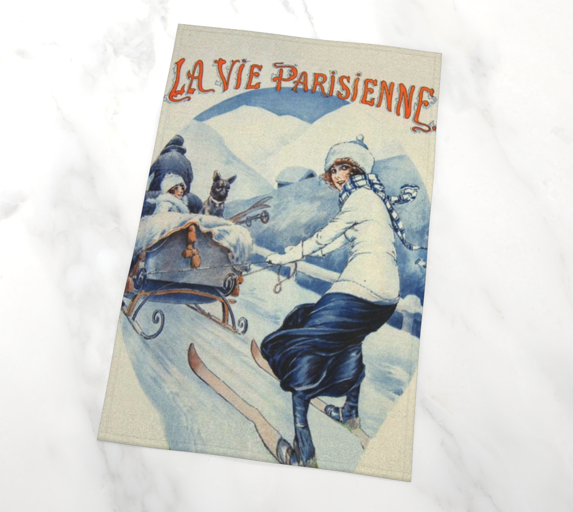 Torchon de cuisine déco maison en Vintage la vie parisienne Ski Art pour votre cuisine ou à accrocher sur vos murs