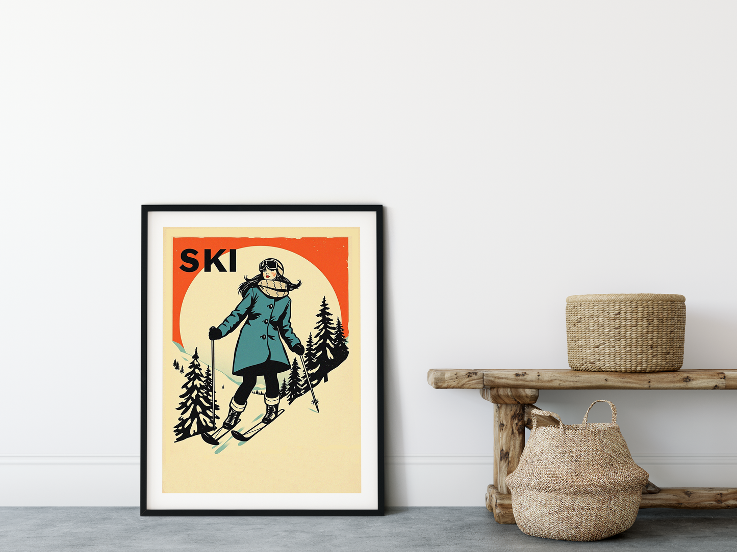 Affiche de ski. Journée de ski rétro #1, fabriquée à Montréal, Canada