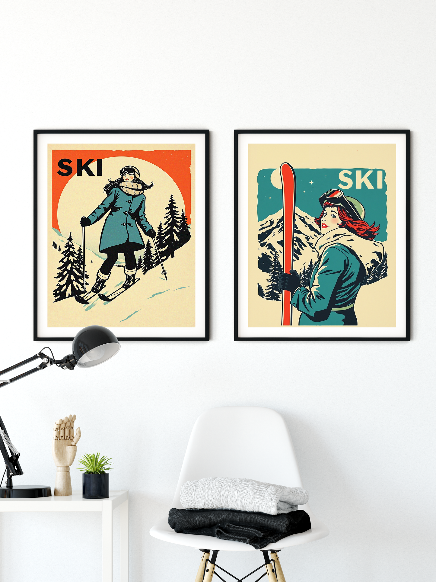 Affiche de ski. Journée de ski rétro #1, fabriquée à Montréal, Canada