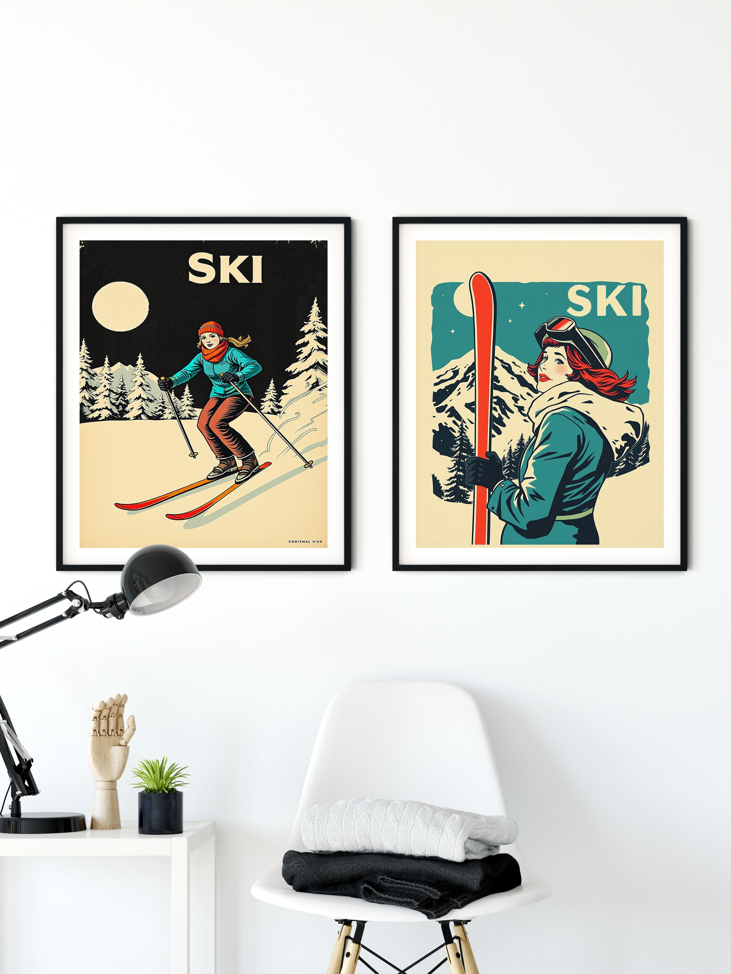 Affiche de ski. Ski de nuit rétro #3, fabriqué à Montréal Canada