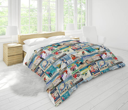 Duvet Cover Quebec Vintage Ski poster collection made in Montreal