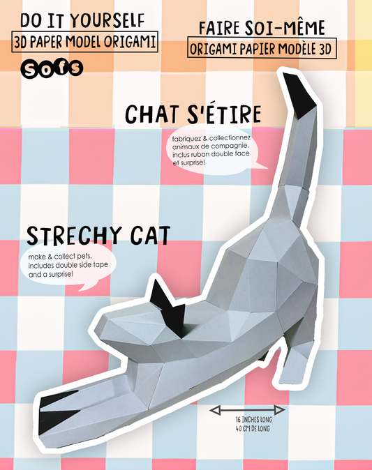 DIY Strechy Cat 3D Origami paper model Kit