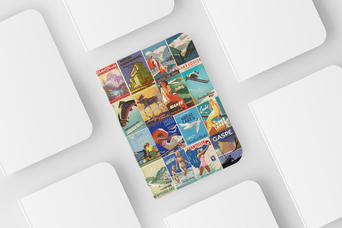 Notebook Travel Canada vintage poster collage