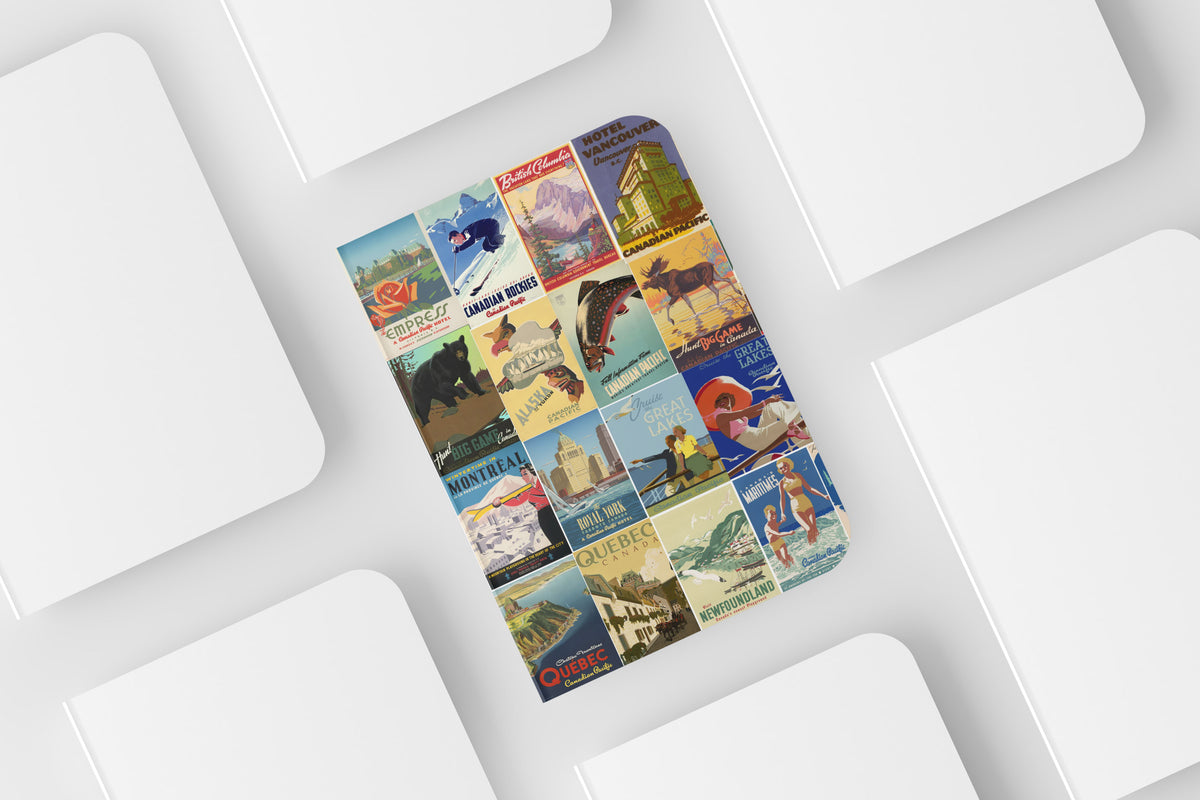 Notebook Travel Canada vintage poster collage