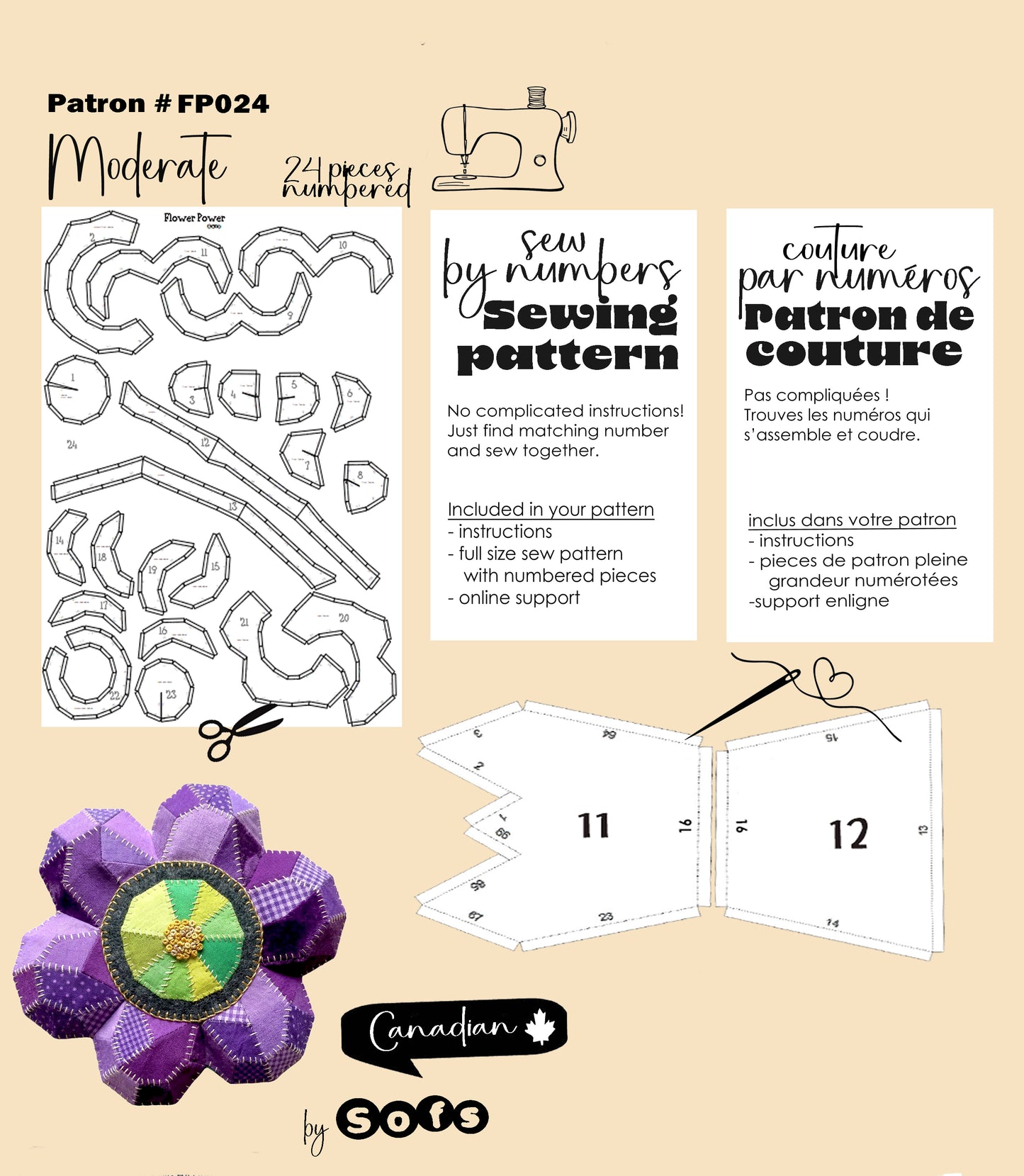 Sewing Patterns Flower power– Sew by Numbers Plush Pattern - Made in Canada